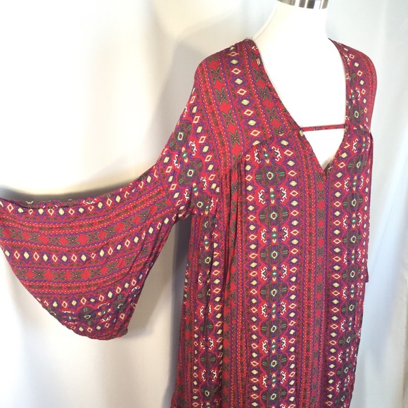 SOLD Hippie Boho Keyhole Festival Beach Dress XL cotton - Picture 2 of 5